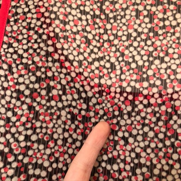 COLLECTIVE CONCEPTS Cream Beige Coral Black Polka Dot Striped Sheer Tank Medium - Picture 10 of 12